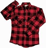 Extra Heavyweight Brawny Plaid Flannel Shirt (Large, Red)