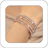Yheahin Shining Layered Crystal Bracelet Cuff for Women Vintage Rhinestone Half Open Cuff Bangle Wrist Bracelet Bride Wedding Bracelet Jewelry