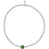 Silverly Sterling Silver Jade Bead Stretch Bracelet - Stacking Ball Beaded Elastic Bracelets for Women - Round Green Gemstone Design - Minimalist Boho March Birthstone Gift - 925 Silver Jewelry