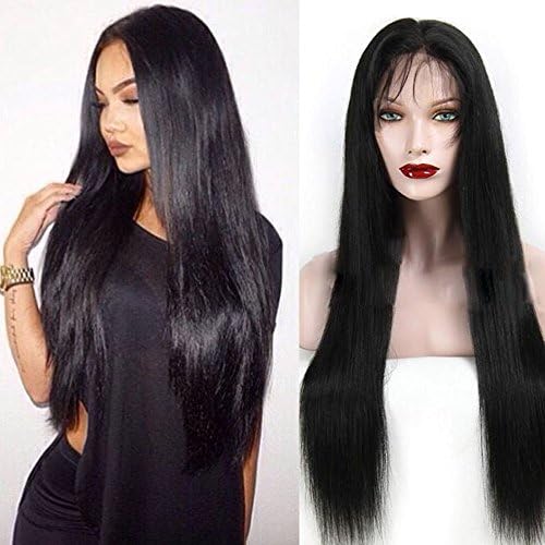 Vella Hair Lace Front Wig Long Straight Brazilian Virgin Hair Natural Black Color (lace front 24inch)