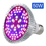 Lovebay LED Grow Light Bulb 50W Full Spectrum for Greenhouse Hydroponic indoor plants (E27 78 Leds)