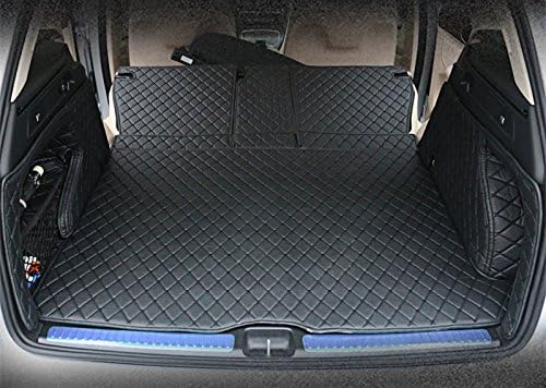 Cool Car Custom fit Cargo Mat boot liner Waterproof Full covered cargo liners Leather Boots Liner Pet Mats for AUDI Q7 (2016-2018 5 seat, Black with black stitches)