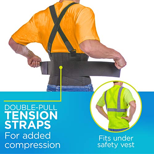 BraceAbility Industrial Work Back Brace Removable Suspender Straps