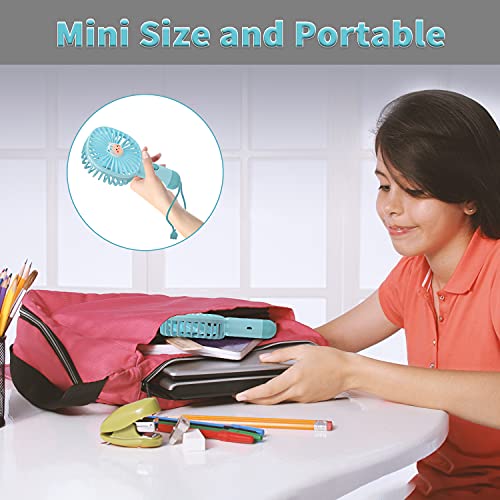 Kids Mini Handheld USB Fan with Rechargeable 500 mAh Battery, 3 Speeds Electric Portable Hand Fan for Home Outdoor Travel (Blue)