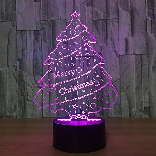 3D Illusion Touch &amp; Remote Control Desk Lamp , Eye-care LED Christmas Light , Festival Lantern Home Decor Ornament, Party Birthday Xmas New Year Gifts Favors for Kids (Santa Tree)
