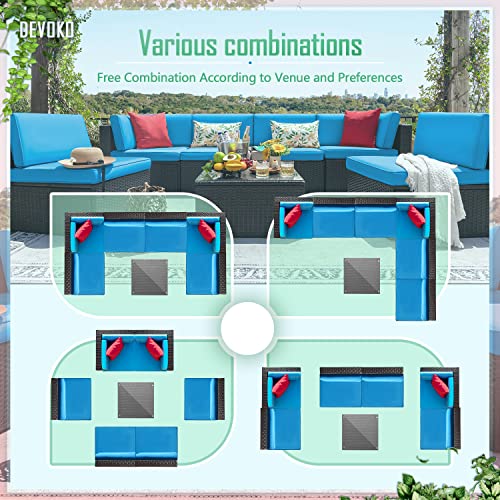 Devoko 7 Pieces Outdoor Sectional Sofa Patio Furniture Sets Manual