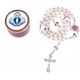 WHLHMK 8mm Rosary Beads for Women, Black Glass Pearl Guadalupe Rosary with Gift Box, Anglican Prayer Beads Catholic Gifts