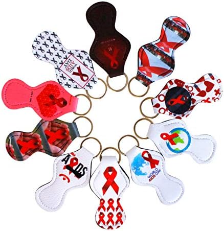 10 Pack Lipstick Holder Keychain Chapstick Key Chain Holder, Lip Blam Keychain for prevented AIDS (AIDs 10 Pack)