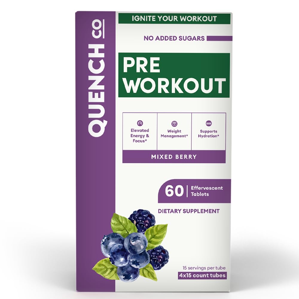 Photo 1 of * expired 4/2026 *
Quench Pre Workout for Men & Women Effervescent Tablets - Boosts Energy & Focus with L-Arginine, Natural Caffeine - Supports Weight Management & Hydration - Vegan, Keto, Soy-Free 60 Count