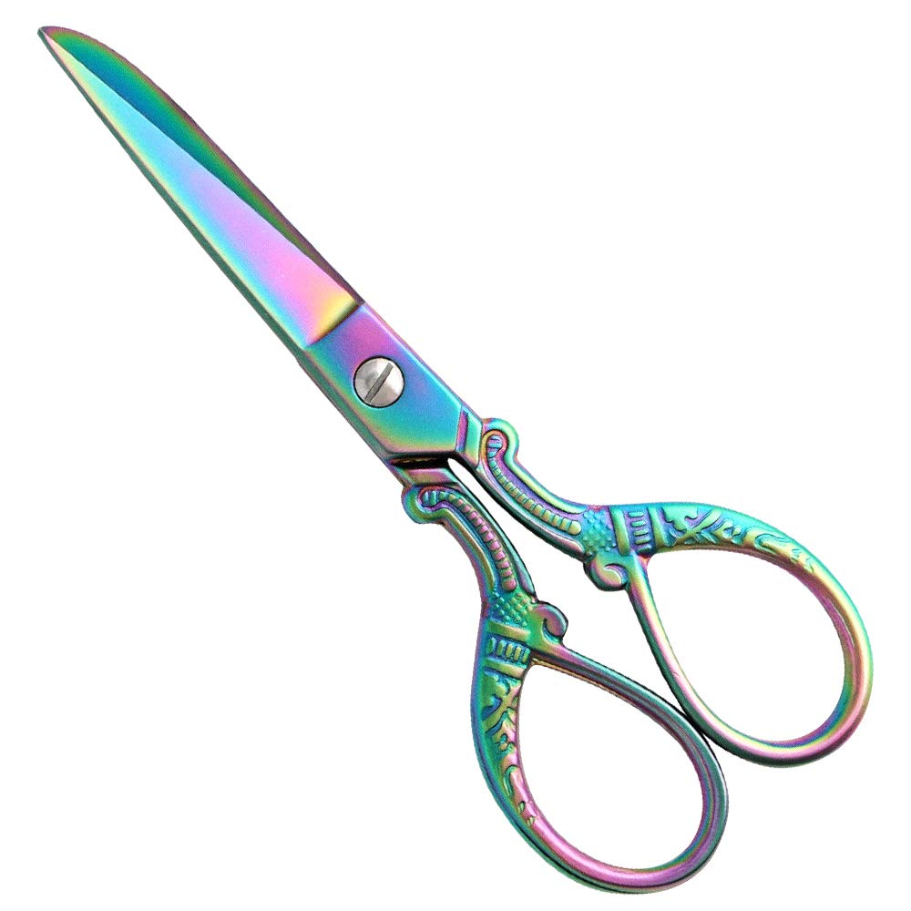 Asdirne Small Fabric Scissors，Heavy Duty Stainless Steel Tailor Fabric Scissors, Dressmaker Sewing Ultra Sharp Shears, 13cm,Colorful