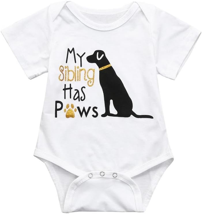 Lanhui Cotton Toddler Infant Baby Boys Girl Letter Dog Romper Jumpsuit Clothes