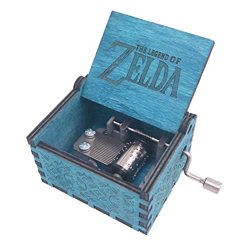 Youtang Music Box Hand Crank Musical Box Antique Engraved Carved Crafts,Play Song of Storms,Blue
