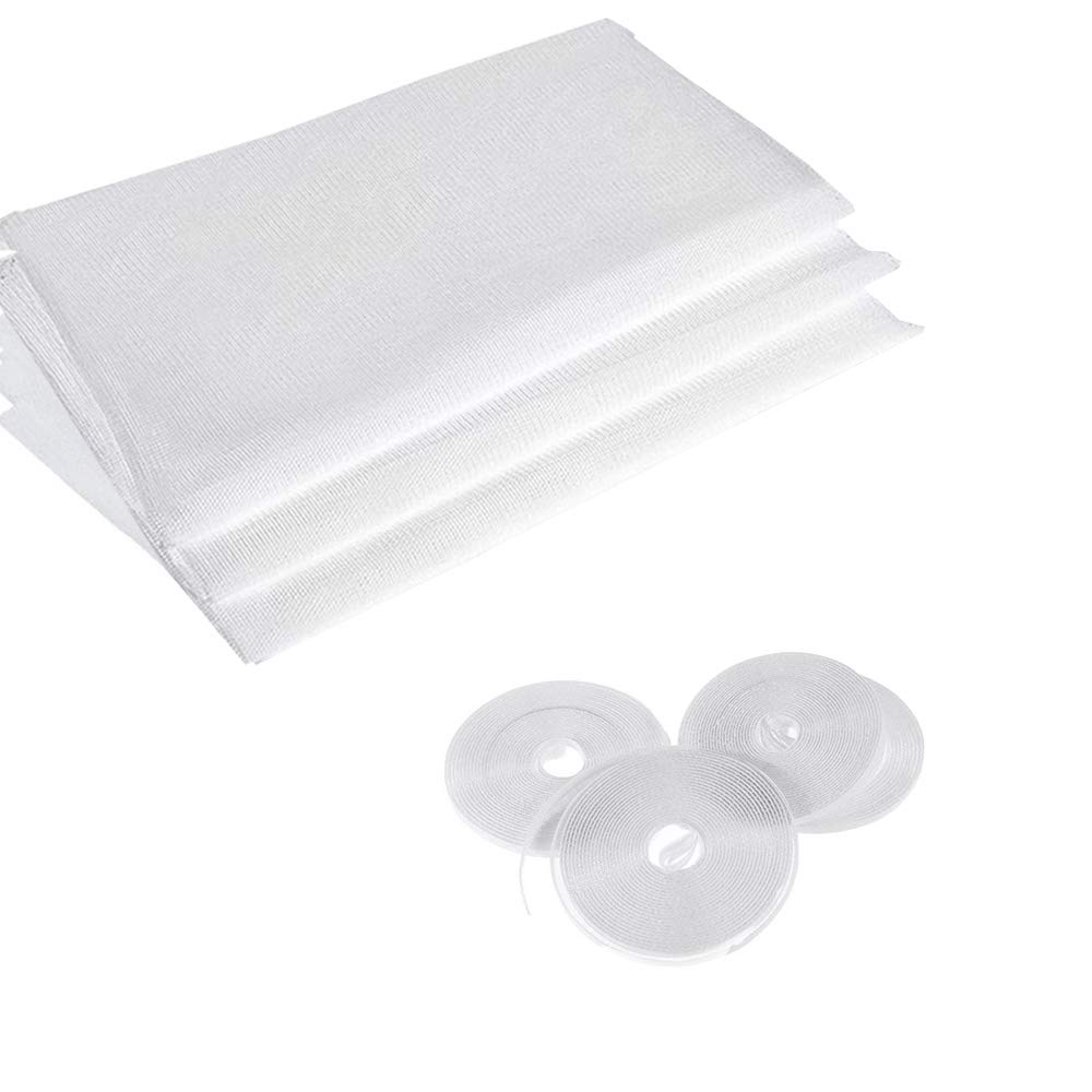 AUFIKR Insect Screen Net for Windows, 2.0m x 1.5m, White with 4 Rolls Self-Adhesive Tapes, Fly Bug Mosquito Protector Kit, Netting Cover