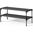 Kitsure Shoe Rack - Premium Non-Woven Shoe Rack Shelf, Shoe Organizer for Closet, Entryway, Garage & Corridor, Sturdy & Durable Long Stackable Shoe Shelves, Small, Black