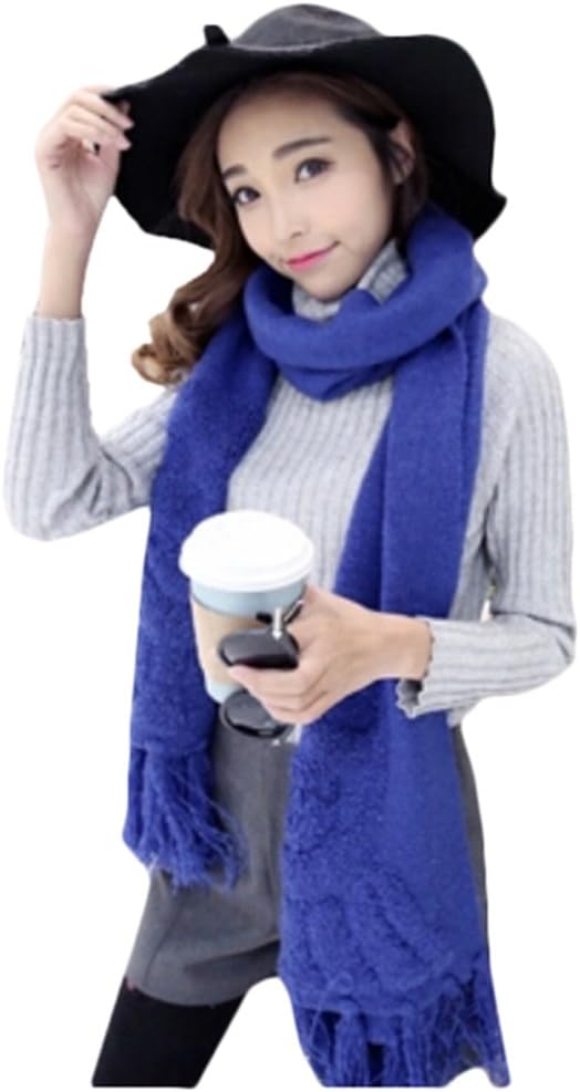 Womens Winter Solid Skull Print Wool Tassel Pashmina Scarf Long Neckerchief