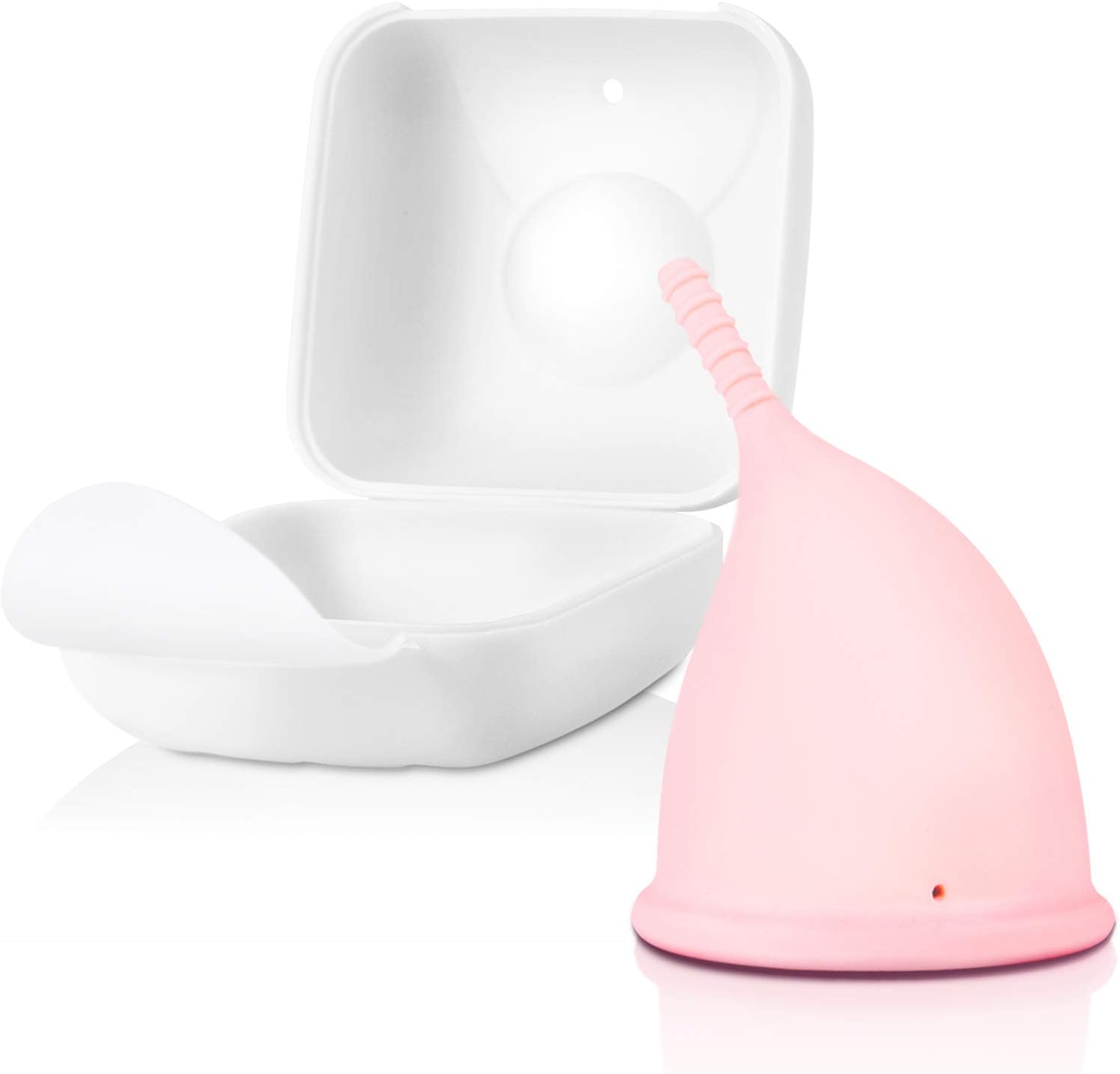 Menstrual Cups, Reusable 12 Hours Protection Period Cup Ultra-Soft Comfortable Leak-Proof Medical Grade Silicone Moon Cup(Pink,S)