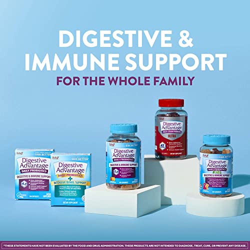 Digestive Advantage Probiotic Gummies For Digestive Health, Daily Probiotics For Women & Men, Support For Occasional Bloating, Minor Abdominal Discomfort & Gut Health, 80ct Natural Fruit Flavors