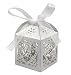 KPOSIYA 100 Pack Love Heart Laser Cut Wedding Party Favor Box Candy Bag Chocolate Gift Boxes Bridal Birthday Shower Bomboniere with Ribbons (White, 100)