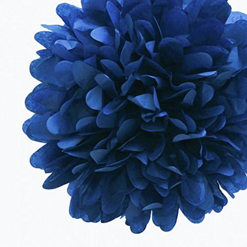 Funny Zakka - Pom Poms Ball Blooms 6"-20" Tissue Paper Flowers (12" Navy Blue) Wedding Decoration Celebration Party Hotel House Room Vintage Hanging Crafts (pack of 4)