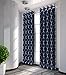 Utopia Bedding Printed Blackout Room Darkening Color Block Grommet Curtain Panel 52 Inches wide by 84 Inches Long - Decorative Curtains - by (Printed Navy)