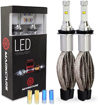 Markcars H8/H9/H11 Car Headlamp 9600LM 60W LED Auto Headlight Bulbs Conversion Kit with Lumileds Chip 6000k Cool White/3000K Yellow/8000K Blue All-in-One Plug and Play (Set of 2 Bulbs) - 2 Yr Warranty