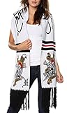 Ed Hardy Skull and Sword Rectangle Knit Scarf - Off White