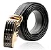 Men's Black Genuine Leather Adjustable Dress Belt, with 35 mm Automatic Ratchet Alloy Buckle