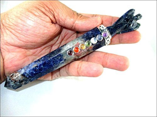 Jet Sodalite Angel Chakra Wand Stick Approx. 5.5 inch Energized Charged Cleansed Programmed Pure Genuine Stick Free Booklet Jet International Crystal Therapy Balancing Energy Reiki