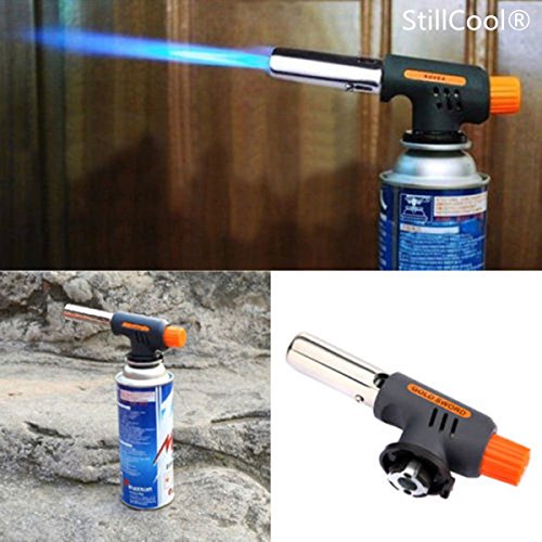 StillCoolÂ® Butane Gas Blow Torch Flame thrower Burner Auto Ignition Camping BBQ Burning (Black Flame thrower)