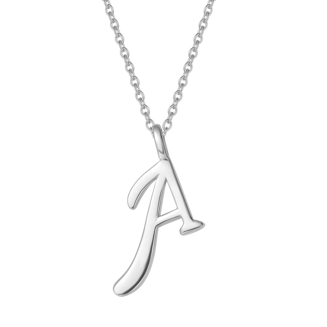 925 Sterling Silver Initial Alphabet Necklace with Letter A Name Pendant for Women Girls Teenagers Friends with Gift Jewellery Box - Chain Length: 16 + 2 Inch — image 1