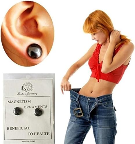 Muranba Bio Magnetic Slim Ear Stickers Earrings Acupoints Loss Weight Wearing Slimming (Black)
