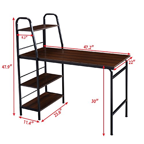 Multi-Function 48" Computer Desk 4 Tier Shelf Workstation Table Home Office