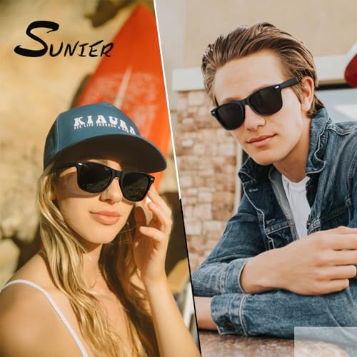 Sunier Men's Women's Classic Polarized Sunglasses 80's Guide 100% UV400 Protection