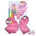 JoJo Siwa Signature Collection Pink Hair Bow With Overall Rhinestones and Pink Studded Bow Pendant Earrings and Necklace Gift Set With Sticker Patch