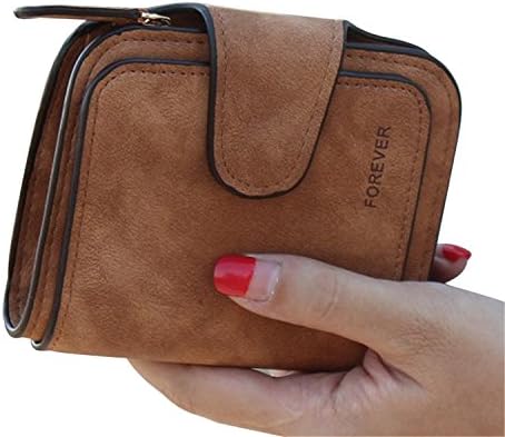 New ornament Zipper Short Clutch Wallet Solid Letter Small Female Purse Short Purse VintageWomen Wallet,Coffee