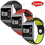 For Fitbit Ionic Bands, VODKE Soft Silicone Replacement Sports watch Bands/Strap/Bracelet/Wristband Accessory For Fitbit Ionic Men Women Large Pack of 3pcs Type 1