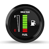 SINCO TECH 12V/24V Universal 2" 52mm Fuel Level Gauge Auto Car Meter White LED Light (Fuel Gauge)