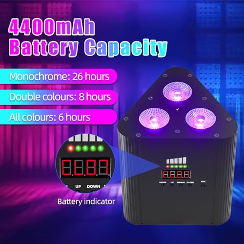 Rechargeable Wireless Par Lights 3X4W LED Uplighting RGBW 4 in 1 Stage Lights Battery Powered Remote and DMX Control Uplights for Events Party DJ Live Show Wedding Church 4Packs