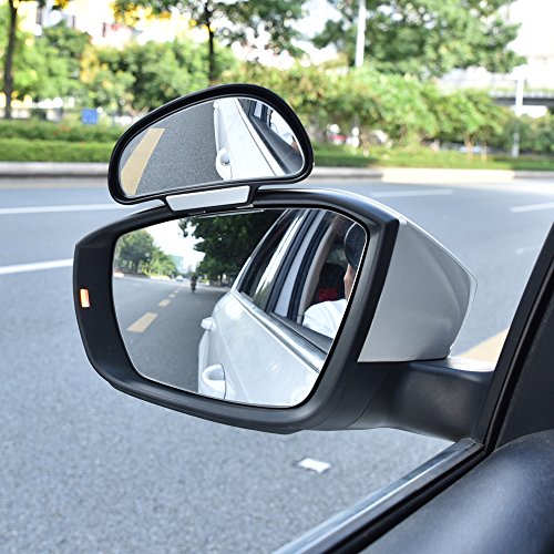 YASOKO Adjustable 360 Degree Rotation Wide Angle Side Rear Mirrors Blind Spot Snap Way Rearview Mirror Universal (Left, Black)