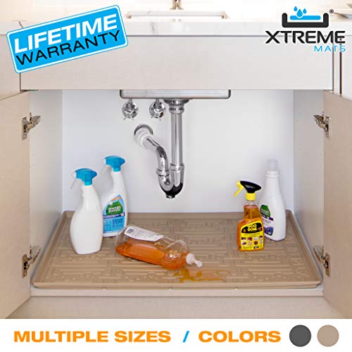 Xtreme Mats Under Sink Bathroom Cabinet Mat, Pick Your Size, 33 5/8 x 18 7/8, Beige