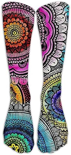 HUE Colorful Flowers Men Women Novelty Long Socks Cotton Socks Multicolored Pattern Stockings