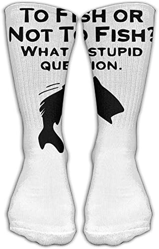Funny Fishing Sticker Women & Men Socks Soccer Sport Tube Stockings Length 30cm