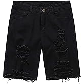 Floerns Men's Casual Stretchy Ripped Shorts Frayed Raw Hem Denim Jean Shorts