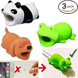 Embrium 3 Pcs Cable Bite Protectors (Frog, Panda, Dog) Cute Animal Cord Compatible with iPhone (5, 5S, SE, 6, 6S, 7, 8, X)