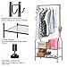 LANGRIA Heavy Duty Commercial Grade Clothing Garment Rack, 2-Tier Entryway Metal Coat Rack and Shoe Bench Storage Stand with Single Rod and 4 Hooks for Home Office Bedroom Max Capacity 66.1lbs, Black