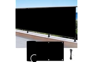 YEWEKE Balcony Privacy Screen Deck Cover 3.5ft x16.4ft Beathable Mesh Windscreen Sun Shade UV-Proof Fence Privacy Screen for Apartment, Backyard, Garden (3.5ft x16.4ft, Black)