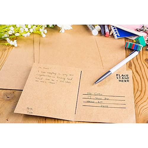 Blank Postcards 100Sheet Kraft Paper Postcards, Printable Blank Note Cards for Inkjet and