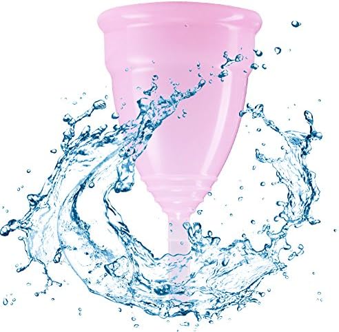 Moon Cup, 100% Antimicrobial Non-allergic Women Free Swim &amp; Run Medical Silica Gel Menstrual Cups Pink L