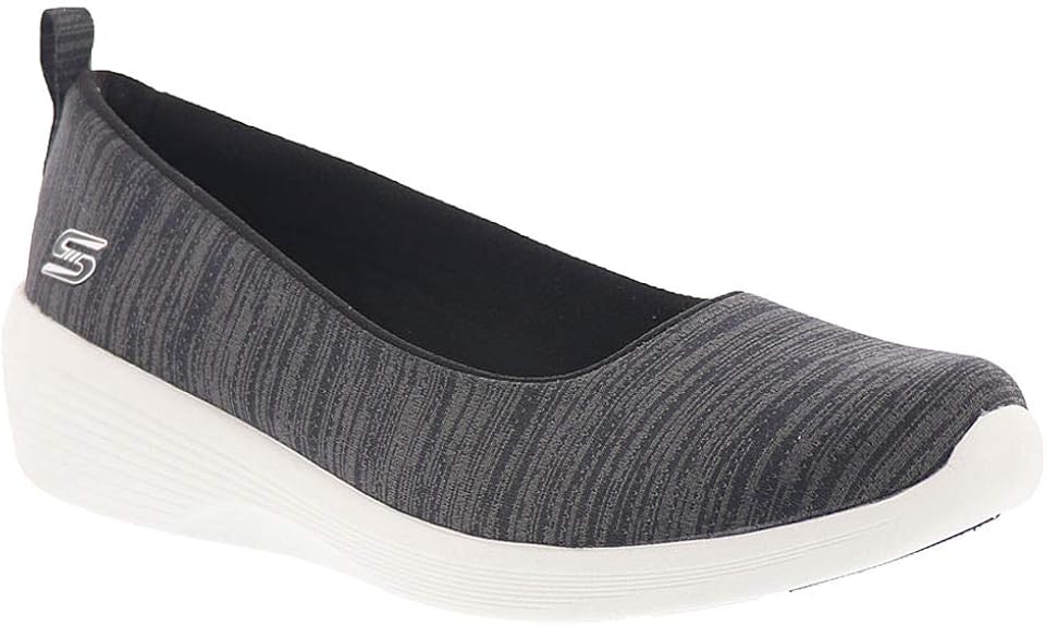 Amazon.com | Skechers Arya Different Edge Womens Slip On Skimmer Sneakers Black/White 8 | Walking