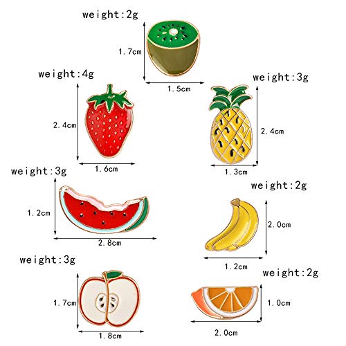 Cute Enamel Lapel Pins Set Cartoon Animal Plant Floral Fruits Foods Brooches Pin Badges for Clothing Bags Backpacks Jackets Hat DIY (Kiwi orange apple banana fruits set of 7) - Thumbnail 2